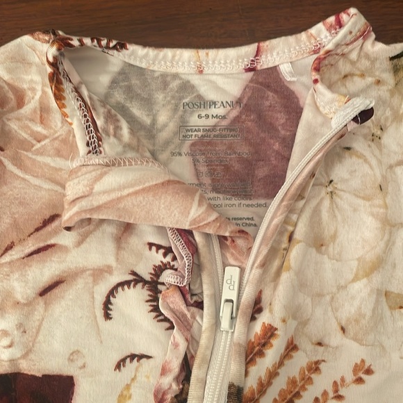 Posh Peanut Black Rose Footie Ruffled 2-Way Zippered One Piece - Picture 3 of 4